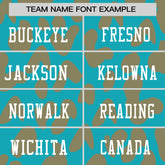 Custom Aqua Orange Raglan Sleeves Personalized Camo Authentic Football Jersey